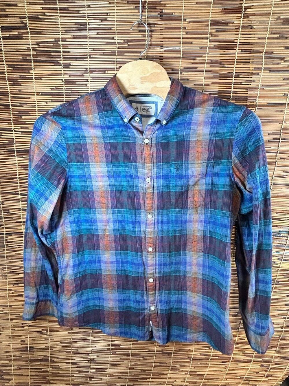 An Original Penguin XL Plaid Button-Down Pocketed Shirt